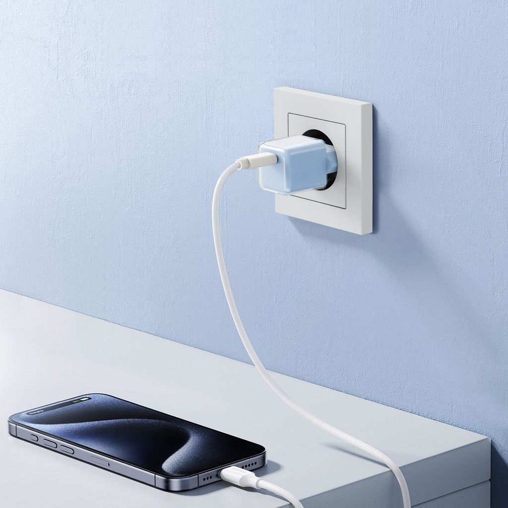 20W USB-C Snabbladdare med 60W Kabel för iPhone 15, iPhone 16 & iPhone 17 – Blå