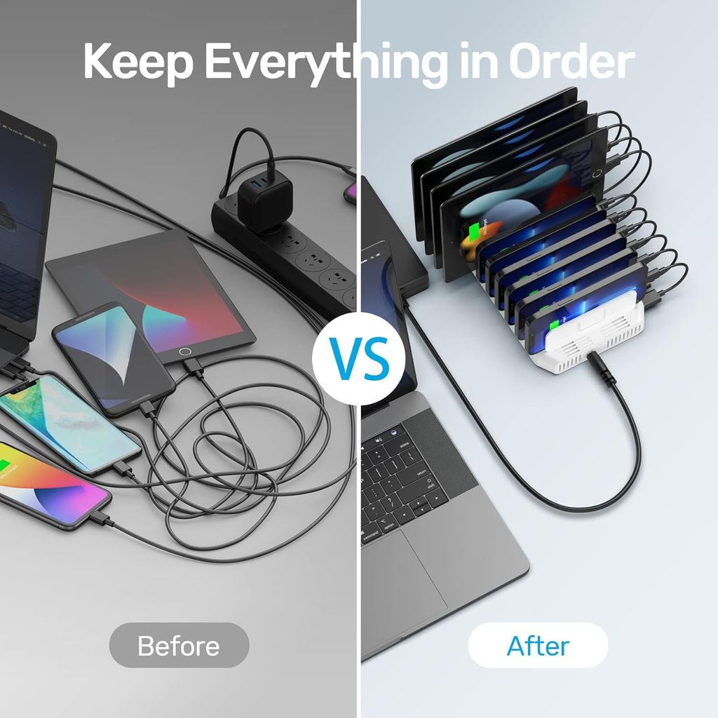 SiGN USB-laddningsstation 65W med trådlös laddning och USB-C - Vit