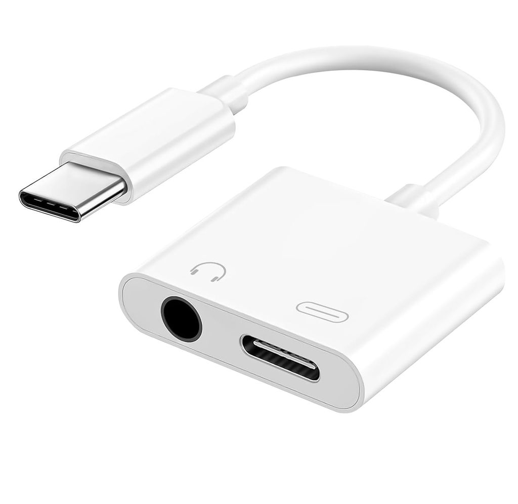 SiGN USB-C - 3,5 mm AUX-sovitin, 3A - Lataa ja kuuntele - valkoinen