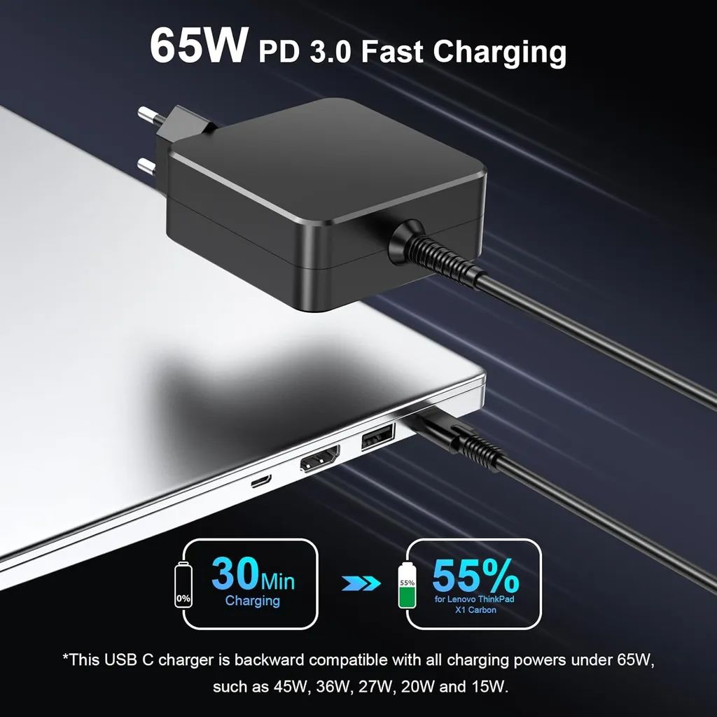 Tehokas 65 W:n USB-C-laturi Samsung Galaxy Bookille – PD 3.0 -pikalataus