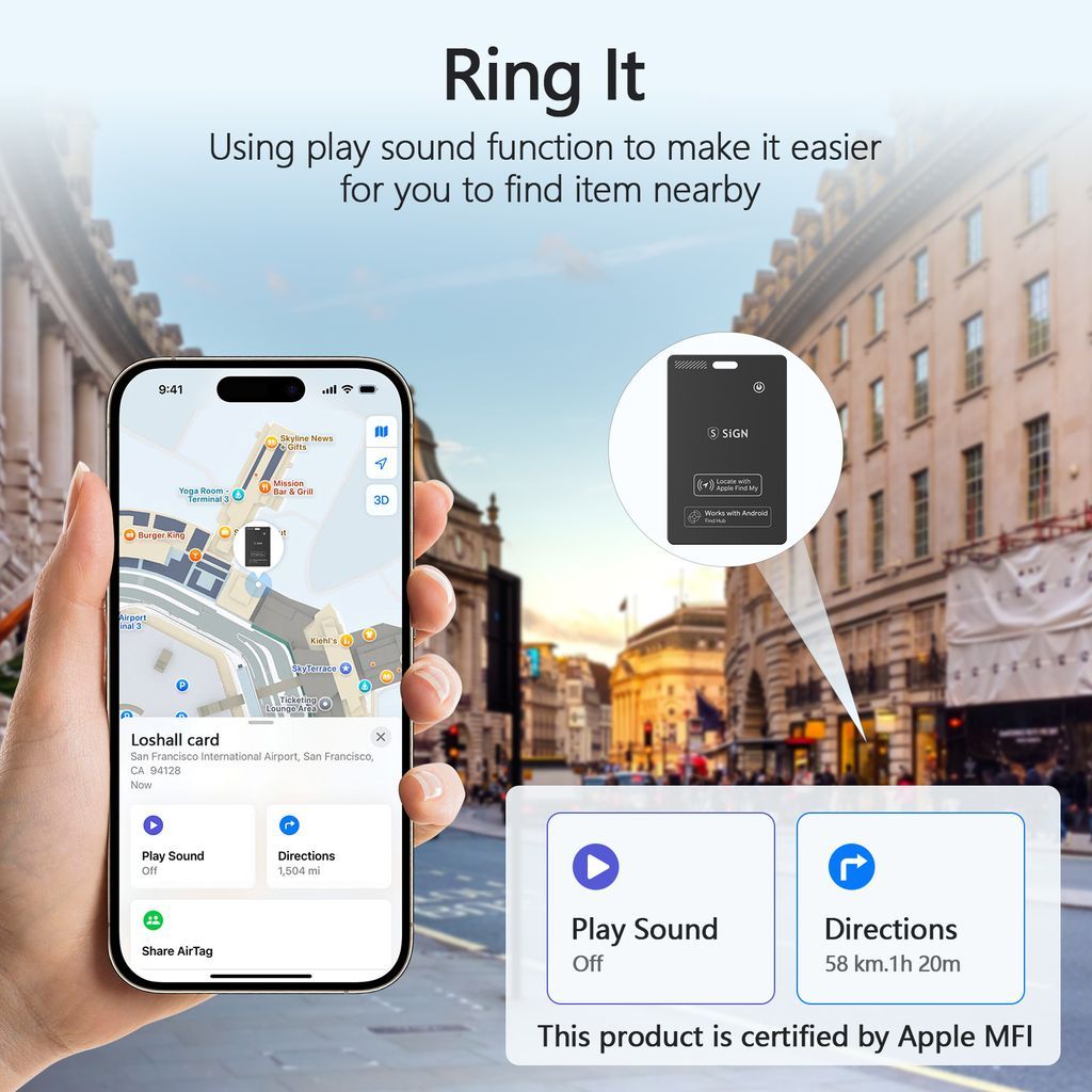 SiGN Ultra Slim posisjonsfinner Bluetooth-sporing for lommebok-smartkort – svart (3-pakning)