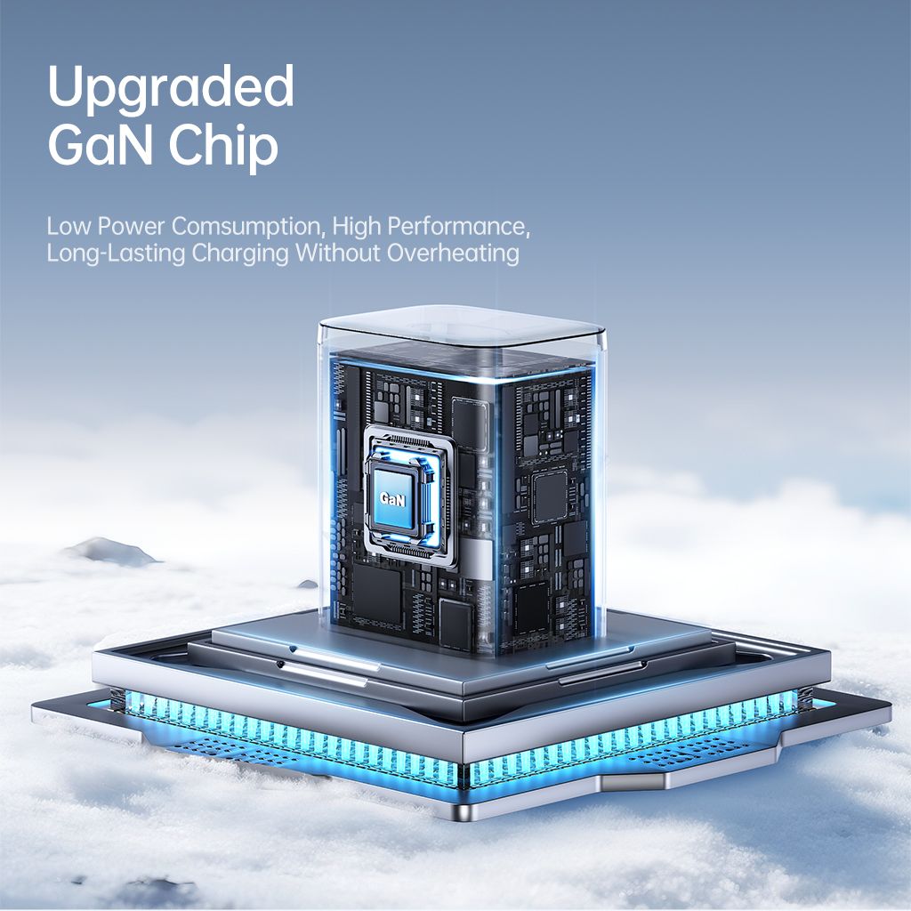 SiGN GaN Hurtigoplader USB-C/USB-A 65W med forlængeligt USB-C-kabel - Hvid