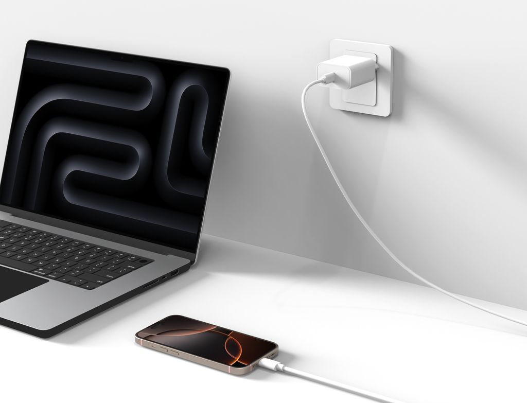 SiGN Kraftig Hurtiglader for iPhone 18 Pro, iPhone 18 Pro Max, iPhone Ultra 45W USB-C Strømadapter + Kabel 2m, 3A, 60W