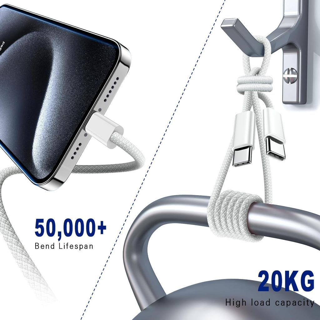 SiGN Kraftig Hurtiglader for iPhone 18 Pro, iPhone 18 Pro Max, iPhone Ultra 45W USB-C Strømadapter + Kabel 2m, 3A, 60W