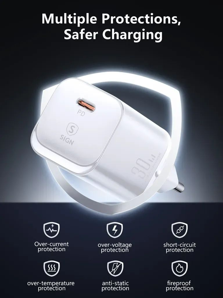 SiGN hurtiglader for Google Pixel 10 / 10 Pro USB-C 30W + 2m USB-C-kabel, 3A, 60W – hvit