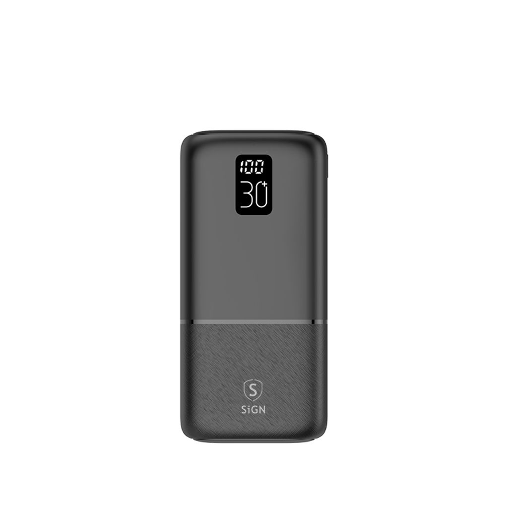 SiGN-varavirtalähde 22,5 W, 30 000 mAh, USB-C ja USB-A