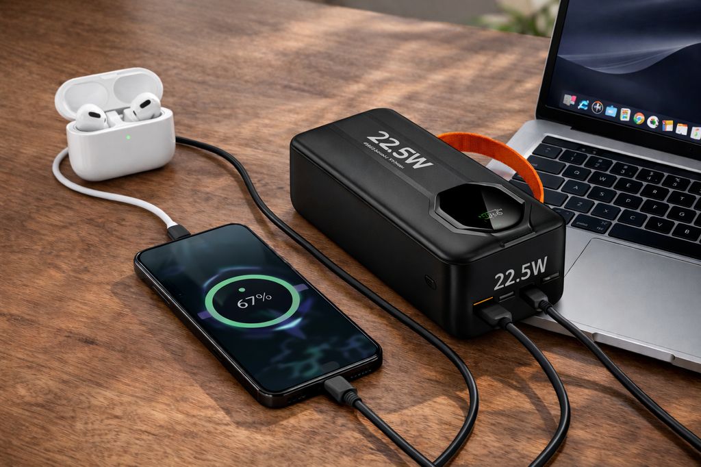 SiGN Powerful Powerbank with Built-in Cables 30000mAh, 22.5W - Black