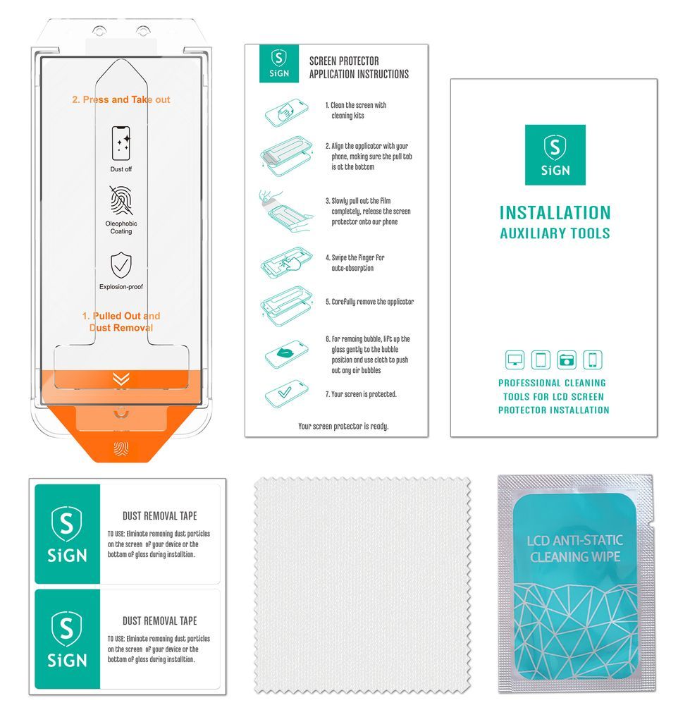 SiGN Näytönsuoja iPhone 17e/16e/14/13/13 Pro – EZ Apply pölyttömän sovittimen kanssa, 2-pakkaus