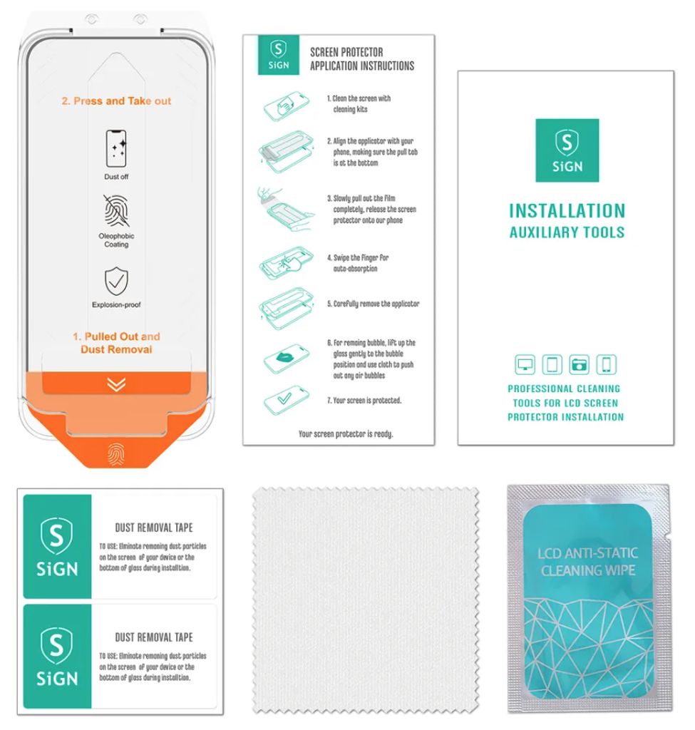SiGN Skjermbeskytter iPhone 15 Pro Max – EZ Apply med Støvfri Applikator