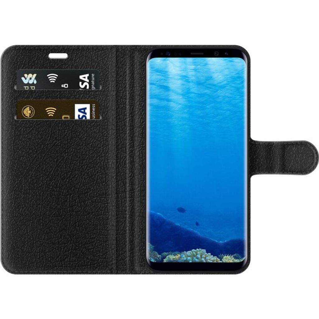Samsung Galaxy S8 Musta Lompakkokotelo Polkagris Mönster