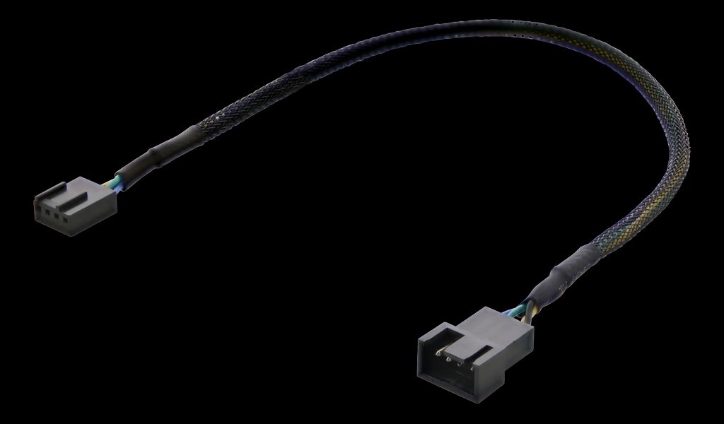 Forlengelseskabel for 4-pin vifter 0,3 meter – svart