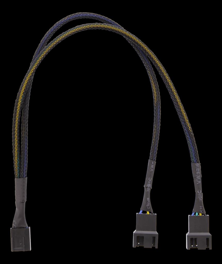 PWM-tuulettimen splitteri 4-pin uros – 2x4-pin naaras, musta
