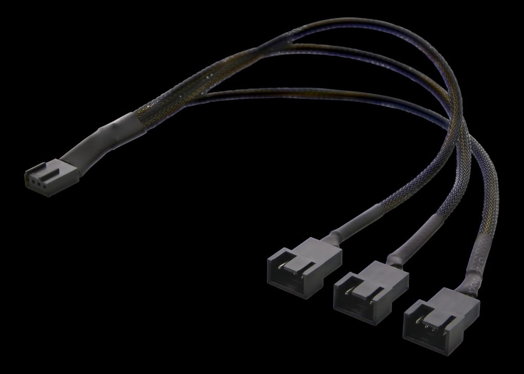 Splitter för PWM-fläktar 4-pin till 3x4-pin fe – svart