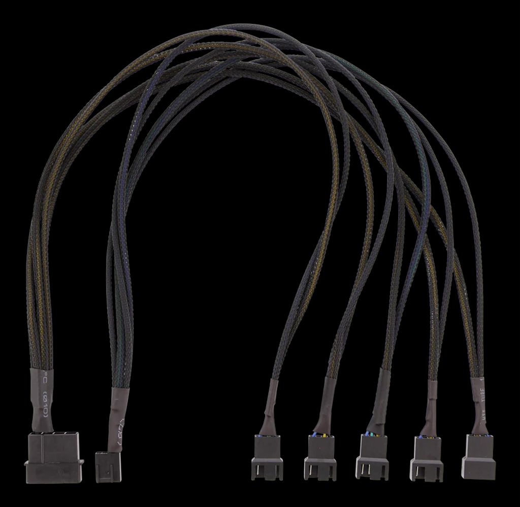 PWM-tuuletin splitter, 4-pin uros - 5x4-pin naaras, Molex, musta