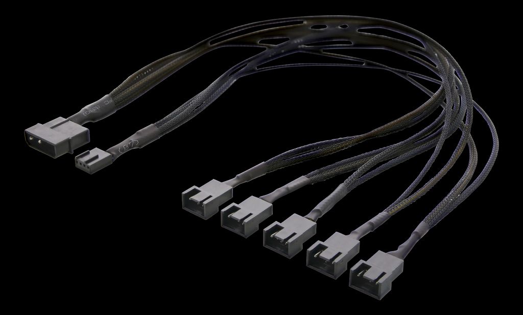 PWM-tuuletin splitter, 4-pin uros - 5x4-pin naaras, Molex, musta