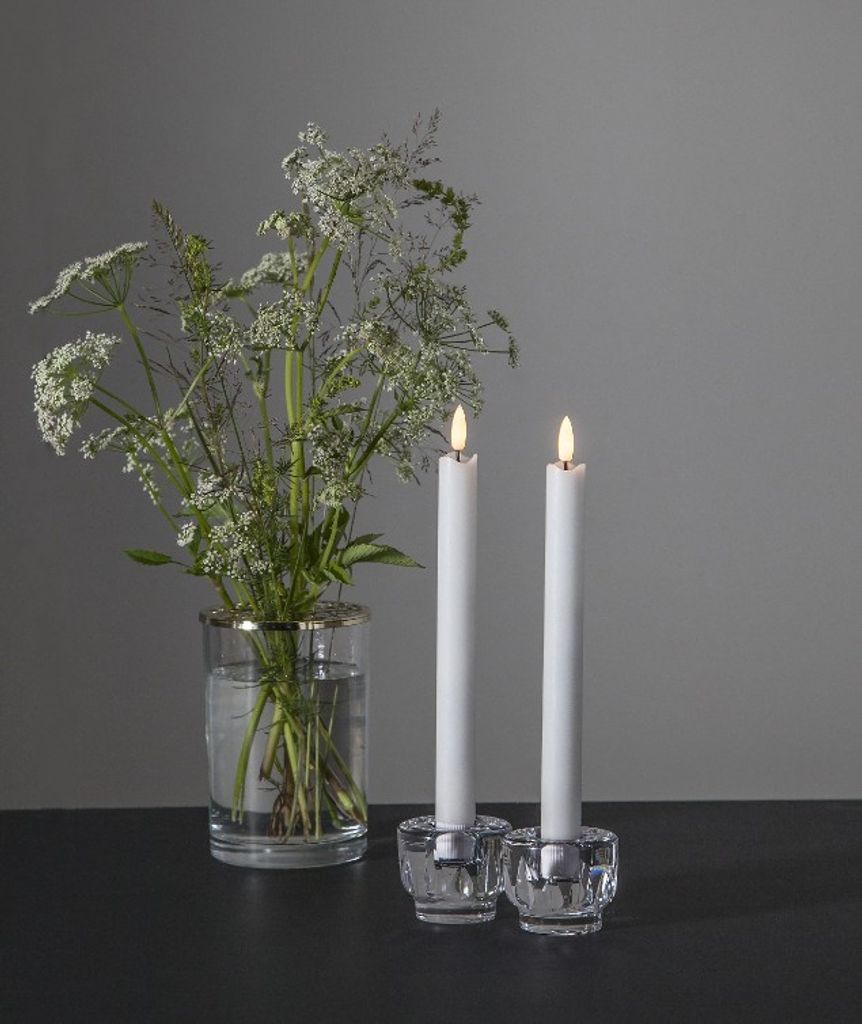 LED-dinerkaarsen Flamme Rustic / 2-pack / 25 cm / Batterij / Timer