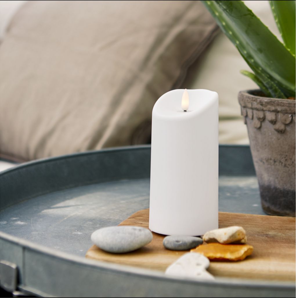 LED-kubbelys med kunstig flamme 15 cm / Batteri / Timer / innendørs/utendørs bruk / IP44