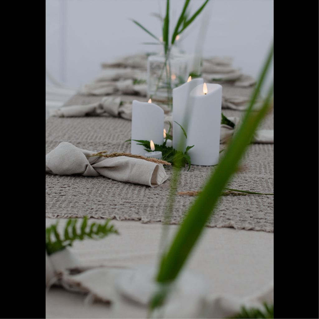 LED-kubbelys med kunstig flamme 15 cm / Batteri / Timer / innendørs/utendørs bruk / IP44