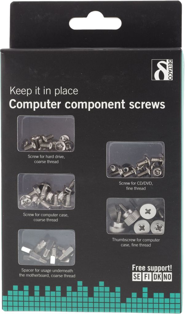 Deltaco Skrue- og Afstandsstykkesæt til Chassis, Harddisk og Bundkort – 10/50-pak