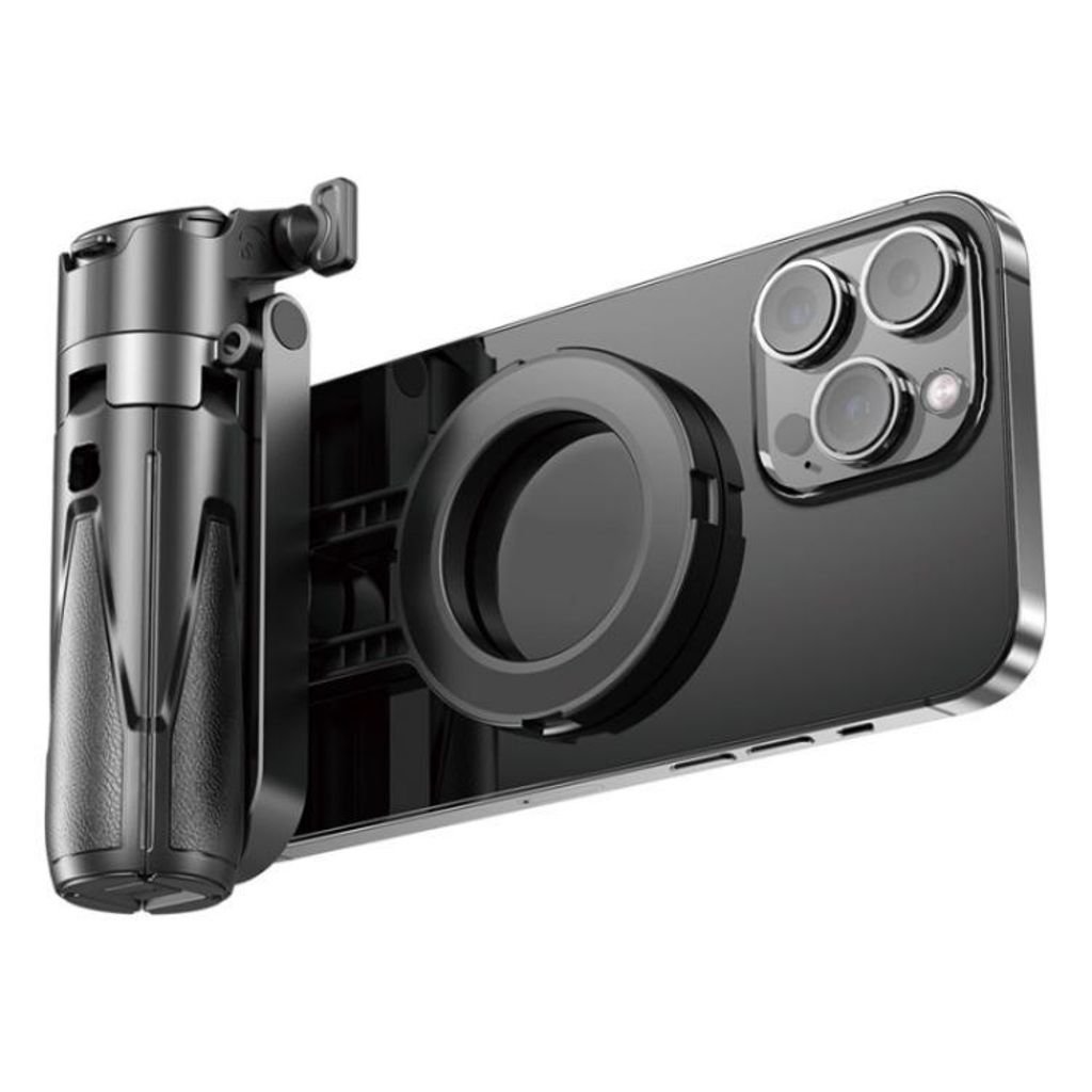 2-i-1 portabel magnetisk tripod och selfiepinne – Svart