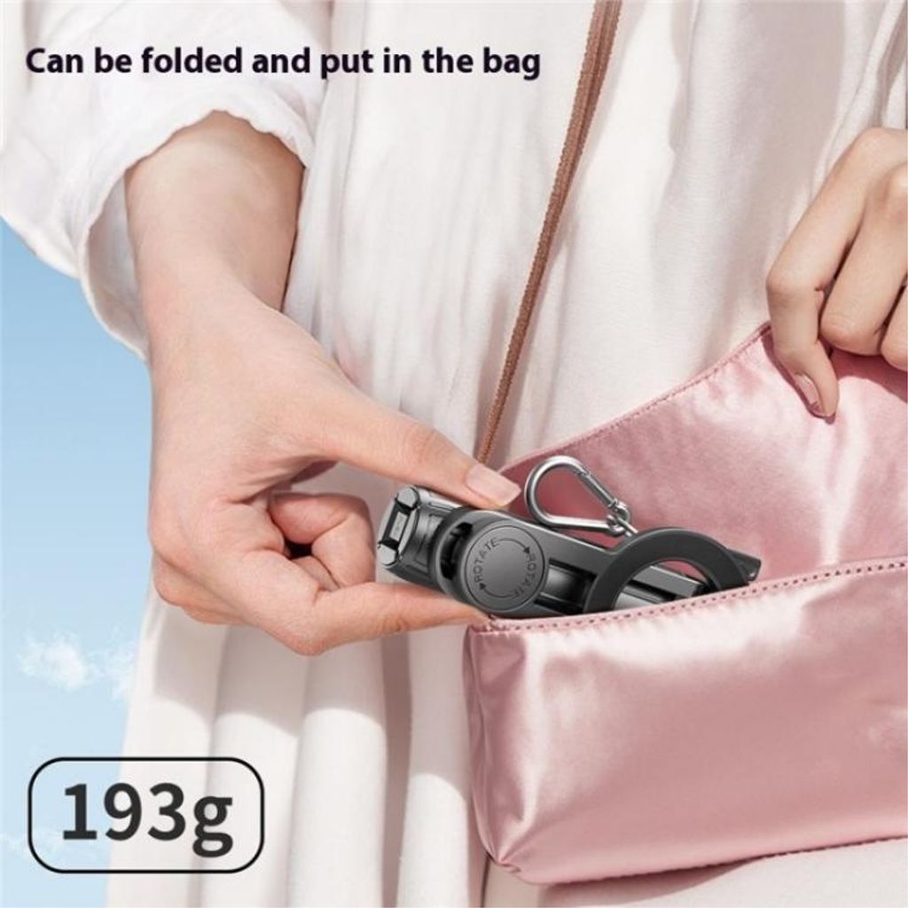 2-i-1 portabel magnetisk tripod och selfiepinne – Svart