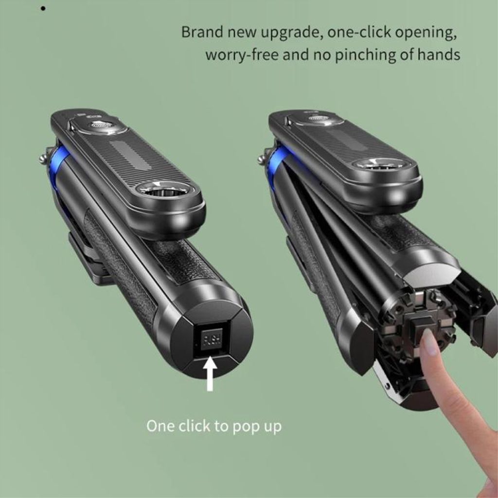 P515 Portabelt fyrbensstativ och selfiestick, 185cm – Svart