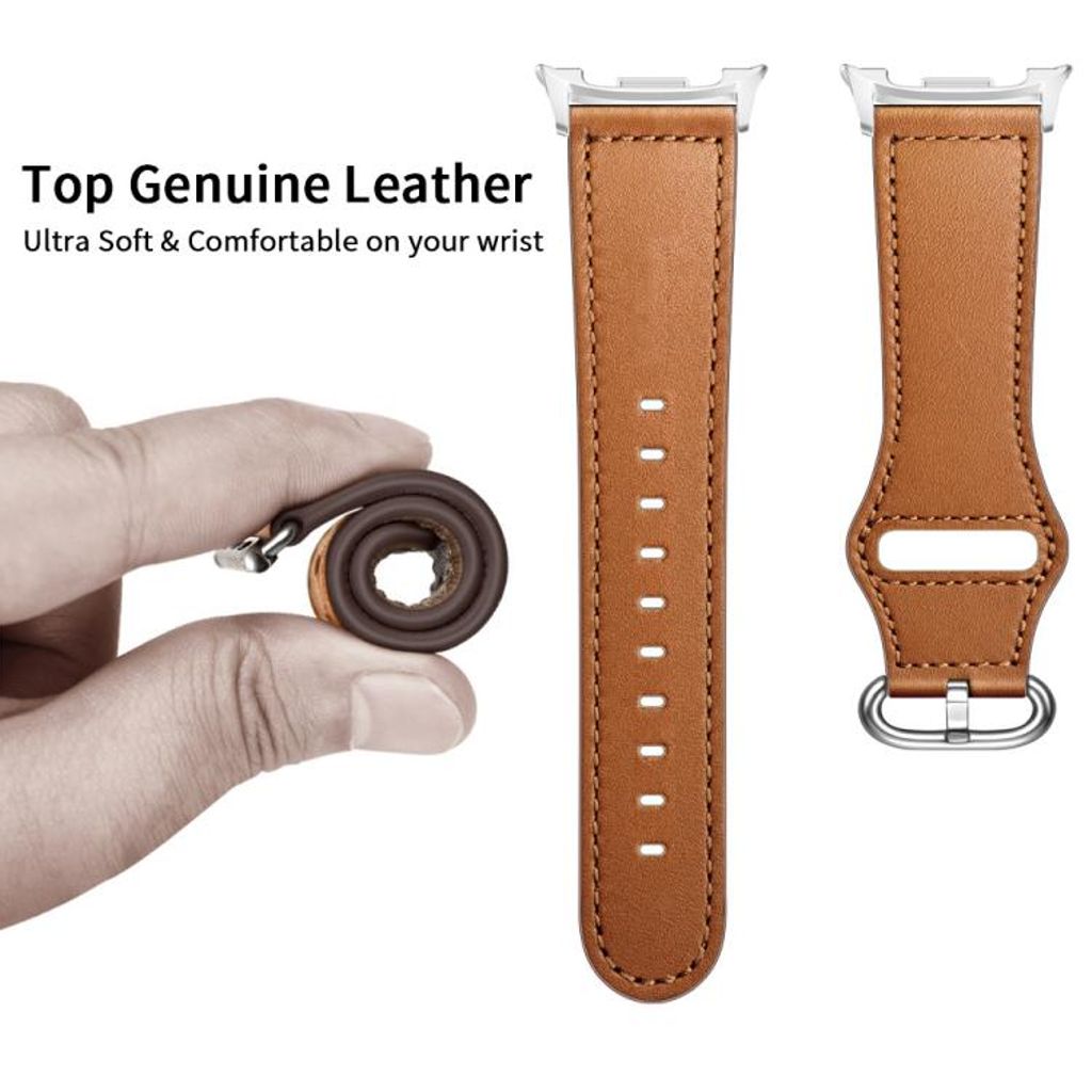 Samsung Galaxy Watch8/Watch8 Classic -kellon ranneke aitoa nahkaa – ruskea