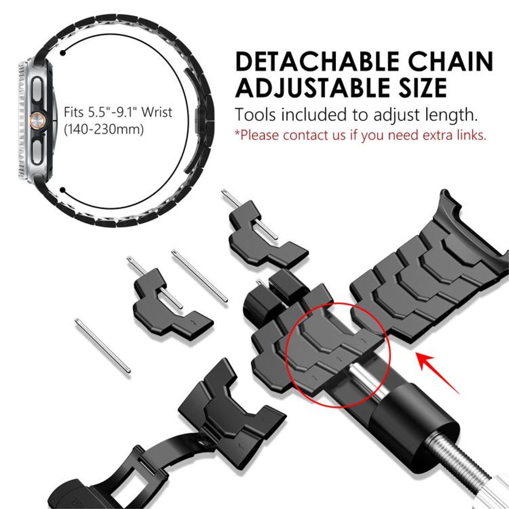 Samsung Galaxy Watch8/Watch8 Classic -kellon ranneke ruostumatonta terästä – harmaa