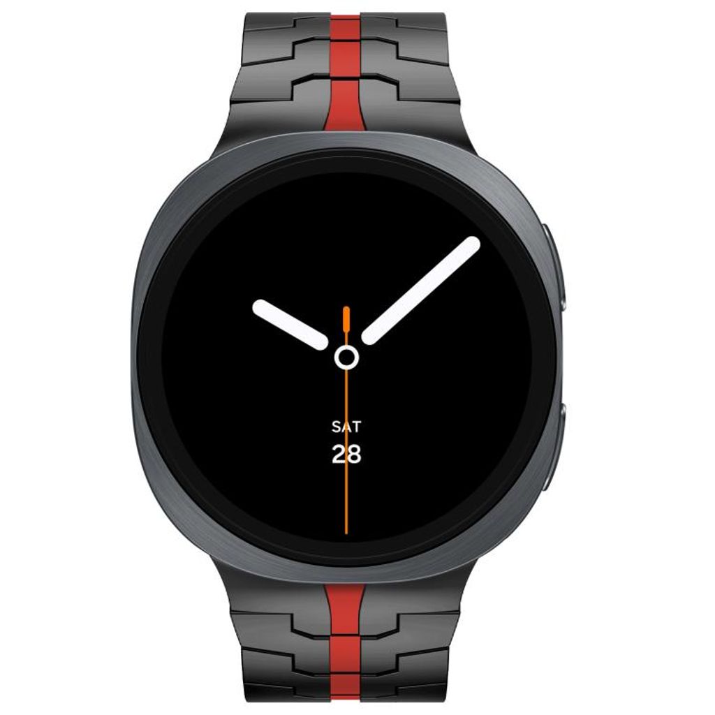 Samsung Galaxy Watch8/Watch8 Classic -kellon ranneke ruostumattomasta teräksestä – musta/punainen