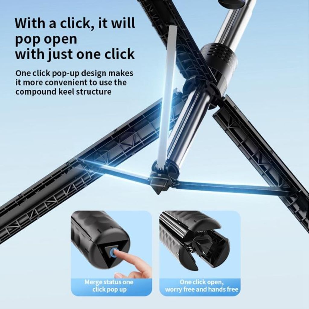 K50 Bluetooth Stativ / Selfiestick, 190cm – Svart