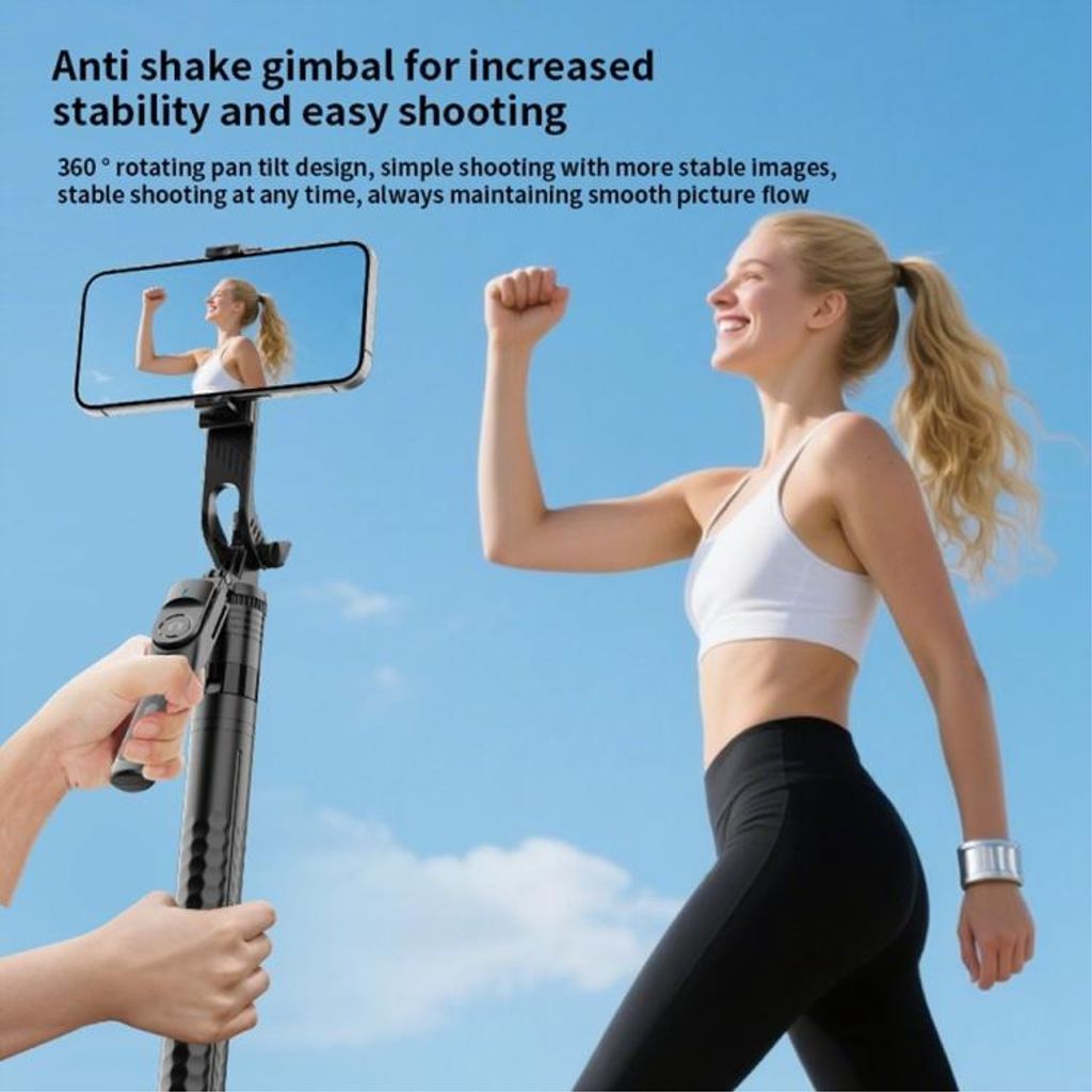 K50 Bluetooth Stativ / Selfiestick, 190cm – Svart