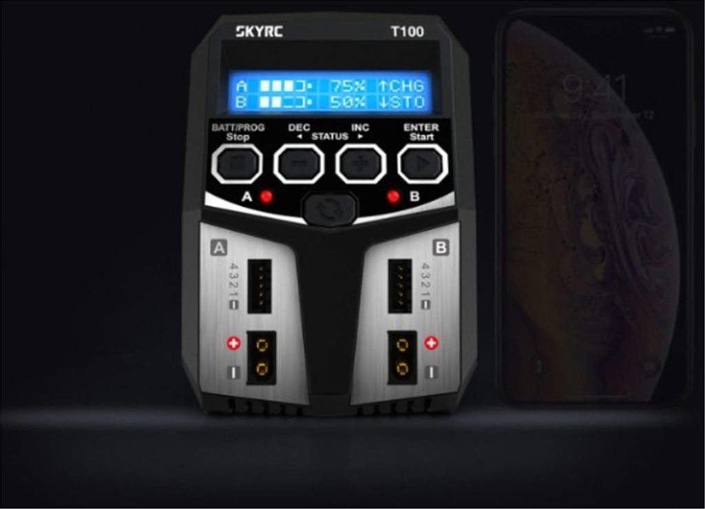 SkyRC T100 XT60 Laddare 240VAC 0.1-5A 2x50W