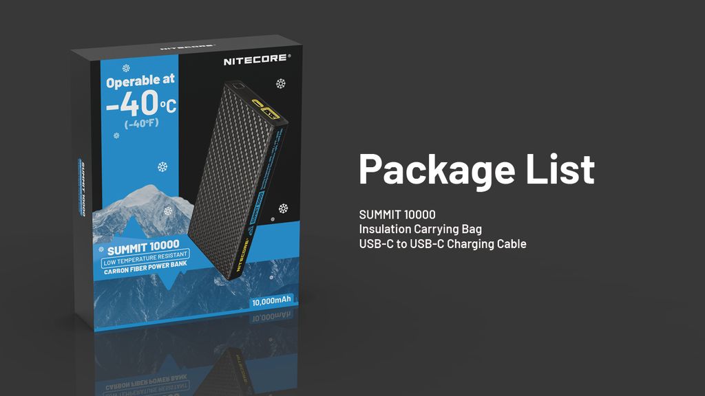 Nitecore SUMMIT 10000 Powerbank 10000mAh - Low Temperature Resistant Carbon Fiber