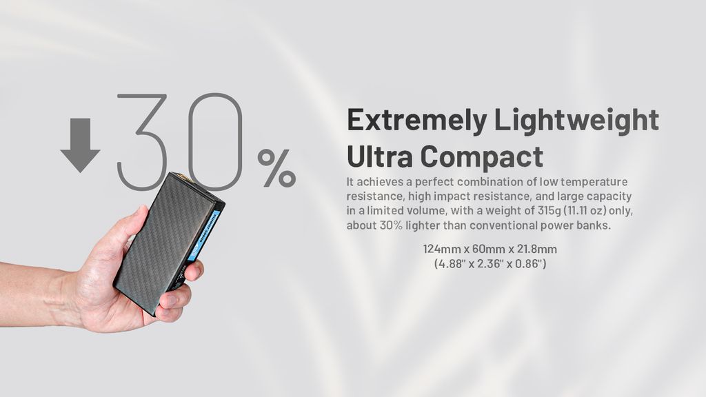 Nitecore SUMMIT 20000 Powerbank 20000mAh - Low Temperature Resistant Carbon Fiber