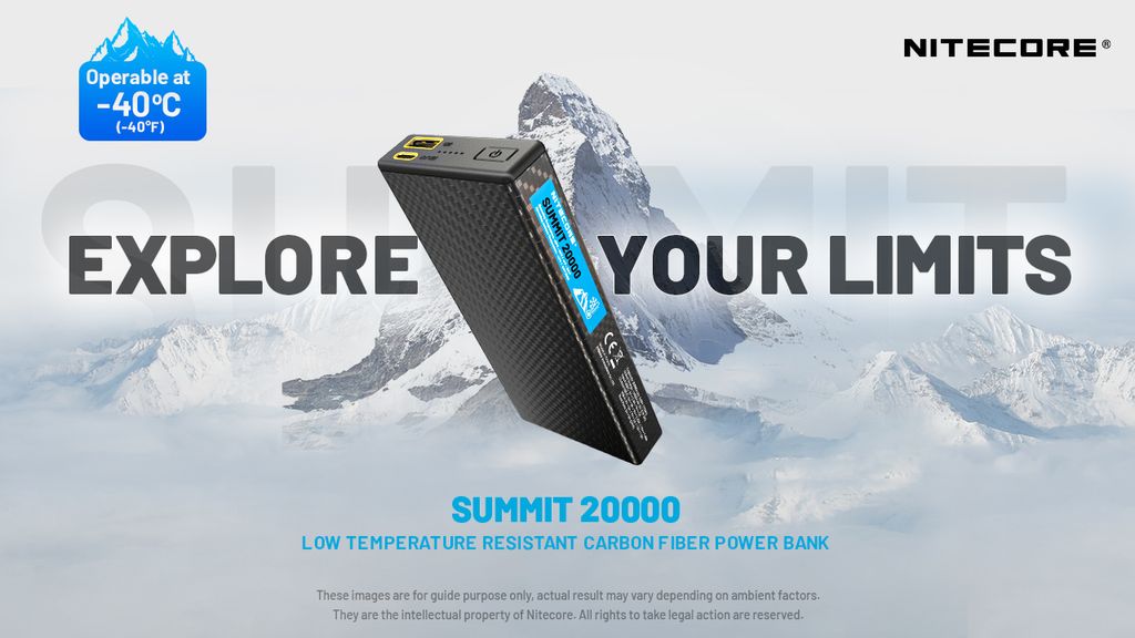 Nitecore SUMMIT 20000 Powerbank 20000mAh - Low Temperature Resistant Carbon Fiber