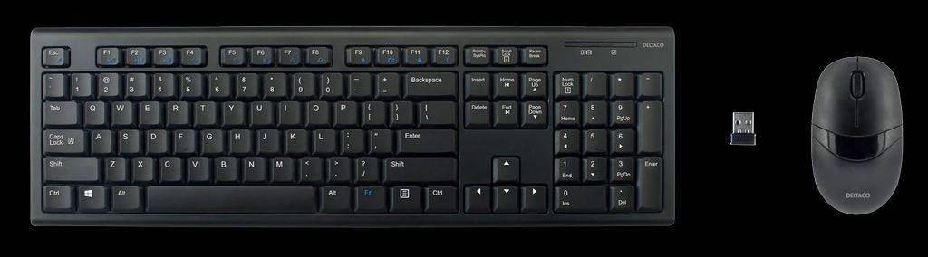 Deltaco trådløst tastatur og mus – svart