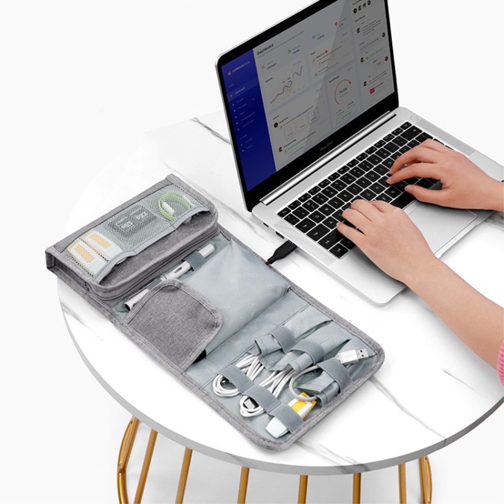 Baona sammenleggbar veske for oppbevaring av småelektronikk – Svart