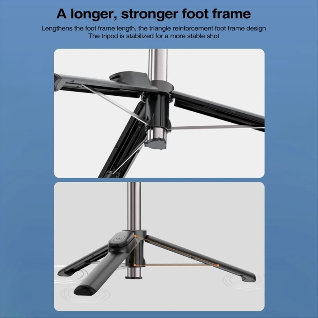 Magnetisk selfiepinne/tripod med fjärrkontroll, 61cm – Svart