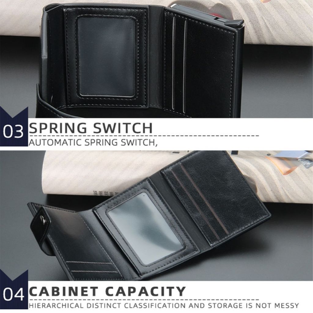 Baellerry RFID metall kortholder med snap-lås – Brun