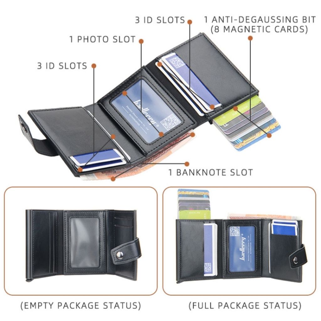 Baellerry RFID metall kortholder med snap-lås – Grå