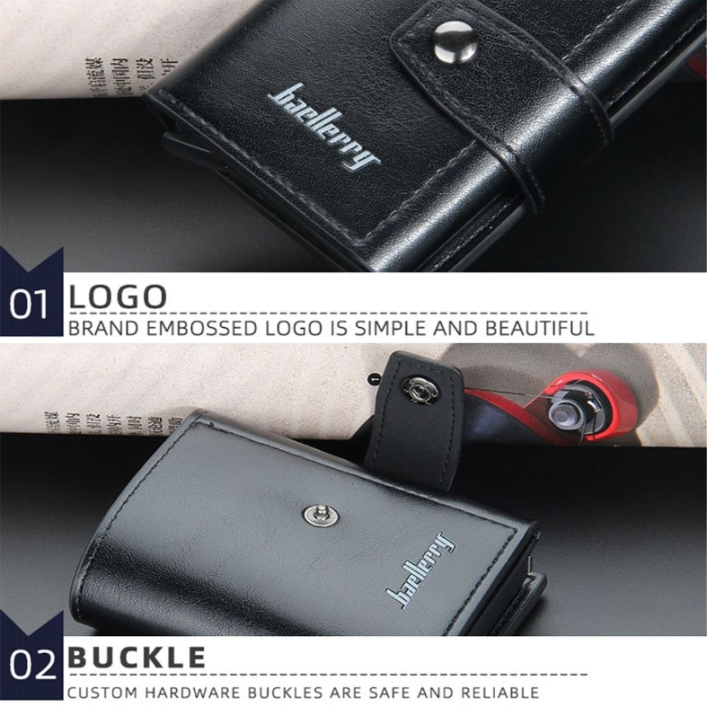 Baellerry RFID metall kortholder med snap-lås – Grå