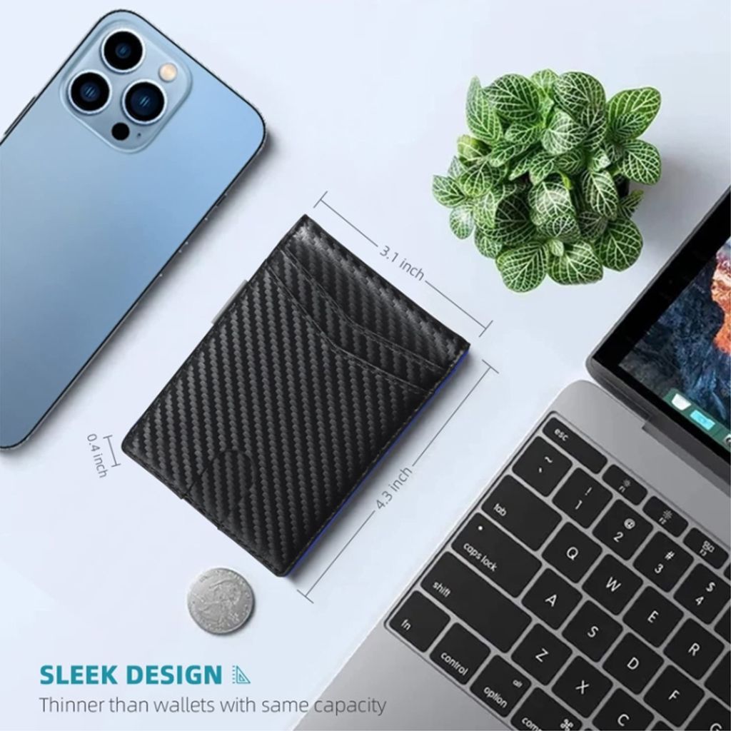 RFID PU-skinnkortholder med flere kort – svart karbonfiber