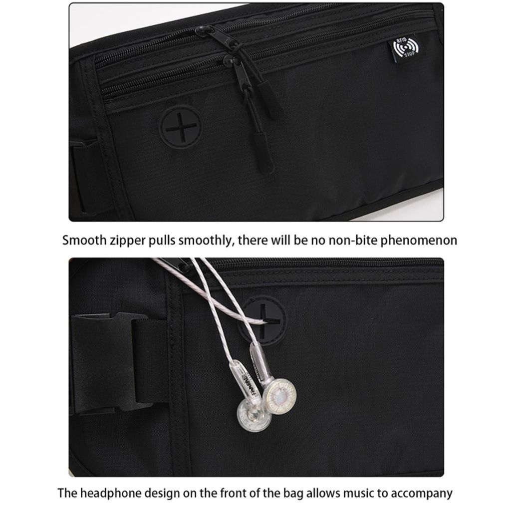 Tyverisikker hofteveske for pass – Mørkeblå