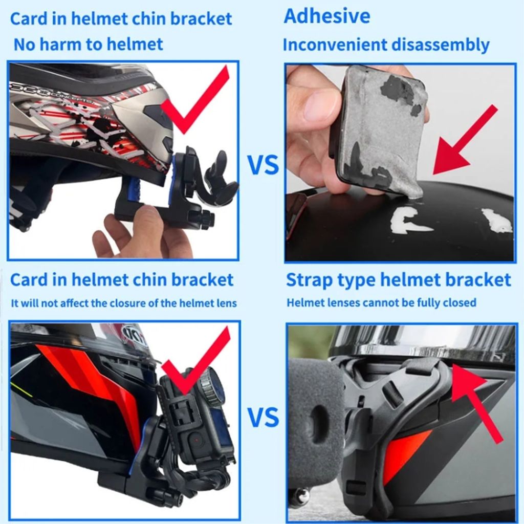 Motorcykelhjelmkrogbeslag til GoPro/DJI/SJCAM – Sort