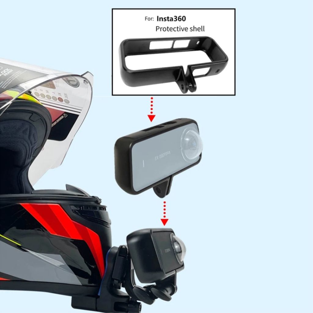 Motorcykelhjelmkrogbeslag til GoPro/DJI/SJCAM – Sort