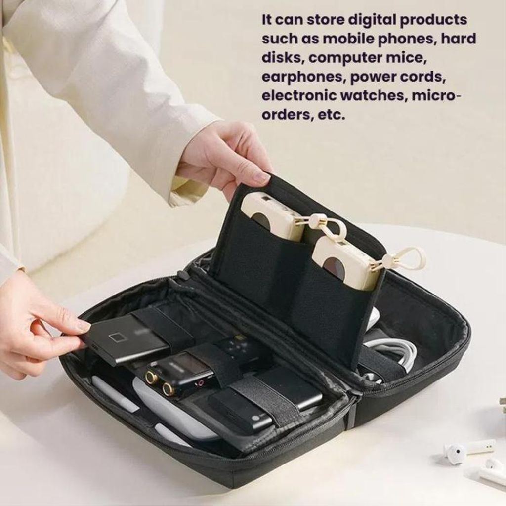 Oppbevaringspose for små elektronikkenheter 23 x 14 x 9,5 cm – svart