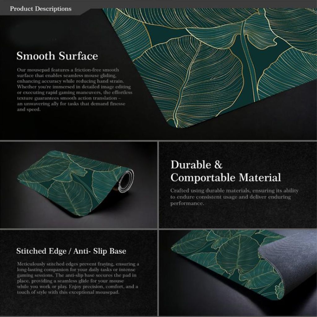 Musematte med blomstermotiv for kontor/spilling - 30x60cm