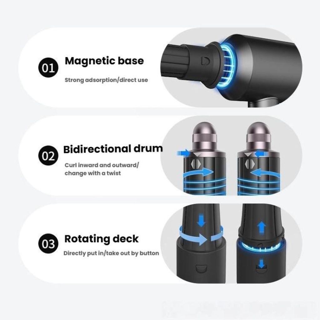 Hårføneradapter for Airwrap-hettefeste for Dyson HD17/HD18 – svart
