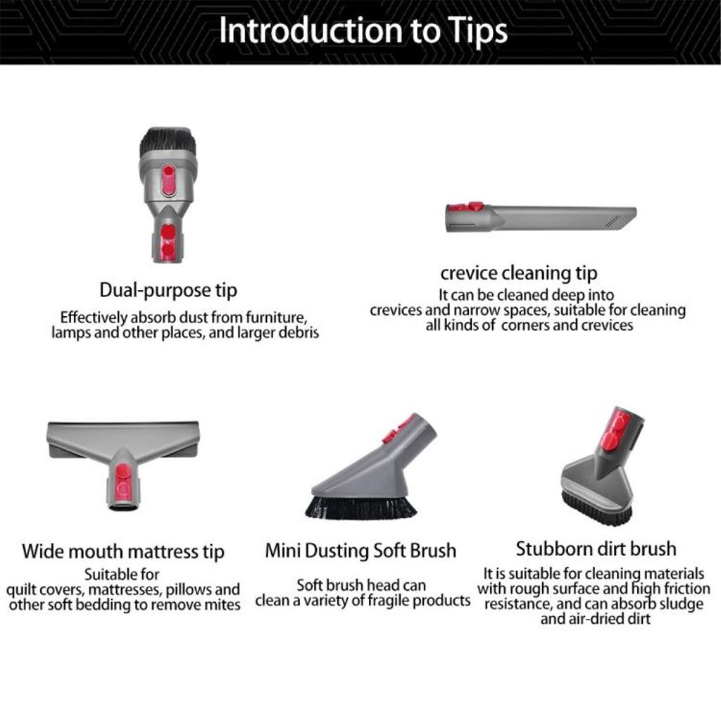 8-i-1 støvsugertilbehørssæt til Dyson V7/V8/V10/V11/V12/V15/G5