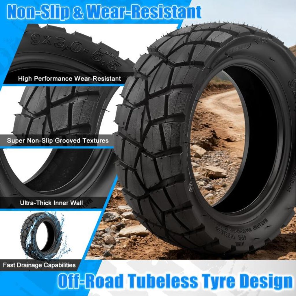 KuKirin G2 Pro AIMITE sähköpotkulaudan sisärenkaaton rengas 9x3.0-5.5 – Musta